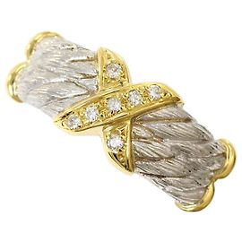 Autre Marque 18K Gelbgold- und Platin-Ring mit Diamant