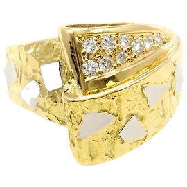 Autre Marque 18K Gelbgold- und Platin-Diamantring