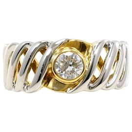 Autre Marque Platin- und Gelbgold-Ring mit Diamant