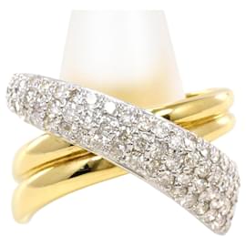 Autre Marque Bague anneau en platine et or jaune avec diamant