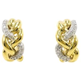 Autre Marque Orecchini a clip in oro giallo 18K e platino con diamante