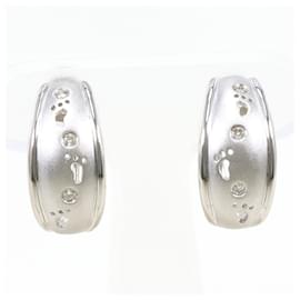 Orecchini a cerchio in oro bianco 18K e diamanti - Autre Marque