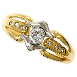 Autre Marque 18K Yellow Gold and Platinum Diamond Band Ring