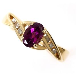 Autre Marque Gelbgold 10K Ring mit Granat und Diamant