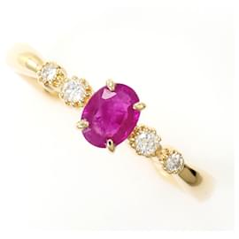 10K Gelbgoldring mit Rubin und Diamant - Autre Marque