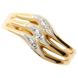 Autre Marque 18K Gelbgold- und Platin-Ring mit Diamant
