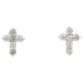 Autre Marque Orecchini a lobo in oro bianco 18K e diamanti