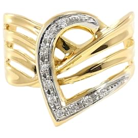 Anello a fascia elegante in oro giallo 18K e platino - Autre Marque