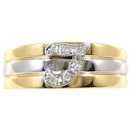 Anel de banda em platina PT900 e ouro amarelo 18K - Autre Marque