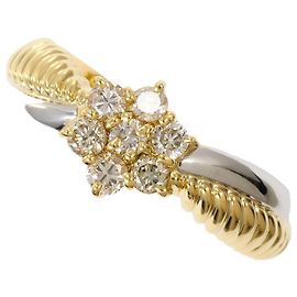 Autre Marque Anello a fascia in platino e oro giallo con diamanti
