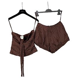 Autre Marque POSSE Conjunto Co-ord de lunares marrones en Tencel y algodón