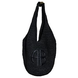 Anine Bing Borsa Hobo Leah Large in Rafia Nera