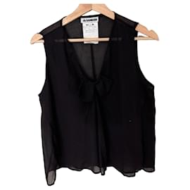 Top senza maniche nero trasparente con dettaglio fiocco Jil Sander