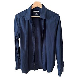 Autre Marque Camicia in cotone blu navy slim fit Versace Collection
