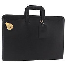 Borsa Business Burberry in pelle nera con dettagli dorati Auth 187355