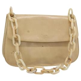 Borsa a Spalla con Catena PRADA in Pelle Beige Argento Auth 187798A - Prada