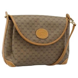 GUCCI Micro GG Supreme Schultertasche PVC Beige Gold 001 099 4084 Auth BA13452