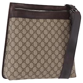 Borsa a Spalla GUCCI GG Supreme PVC Beige Argento 92560 Auth 186848