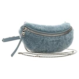 Borsa a tracolla con catena Miu Miu blu argento autentica 184817M