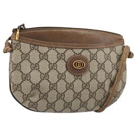 GUCCI GG Supreme Old Shoulder Bag PVC Beige Oro 378 02 020 Auth am11912
