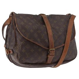 LOUIS VUITTON Monogram Saumur 35 Shoulder Bag M42254 LV Auth 184676
