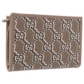 Portafoglio GUCCI GG Supreme PVC Beige Oro 795060 Auth 186154M