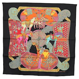 Hermès HERMES Carré 90 Schal "ART des STEPPES" Seide Schwarz Authentisch 186251M