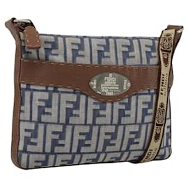 FENDI Borsa a tracolla Zucca Canvas Celeria Blu Argento Auth ka4804A