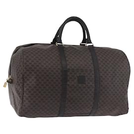 Céline Borsa Boston CELINE in tela Macadam PVC Pelle Nera Oro Auth 183367