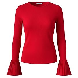 Top de punto rojo Valentino con puños plisados