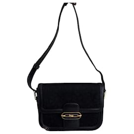 Celine Triomphe Borsa a Tracolla Tela Nera e Pelle - Céline