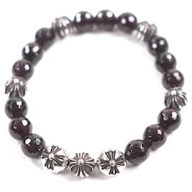 Autre Marque Bracciale Chrome Hearts in argento e granato