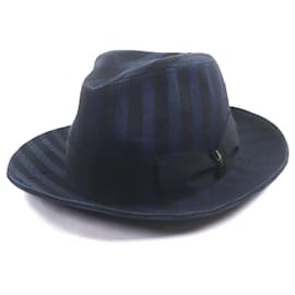 Fedora in cotone Borsalino con nastro logo a righe - Autre Marque
