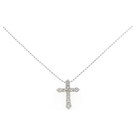 Autre Marque Collana a Croce con Diamanti in Platino