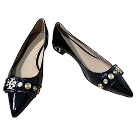 Tory Burch Lackleder-Ballerinas mit Nieten - Schwarz