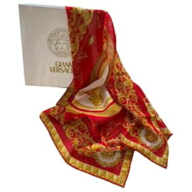 Versace Atelier Pañuelo de seda rojo y dorado