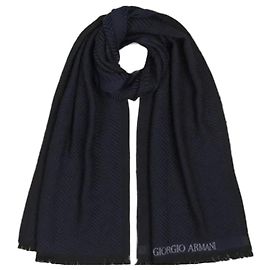 Écharpe en laine bleu marine Giorgio Armani