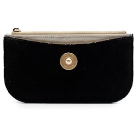 Pochette Chanel Black Small Quilted Velvet Medallion con zip