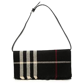 Borsa a tracolla Burberry Black Exploded Check Wool Fringe Shoulder Bag