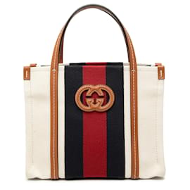 Gucci Beige Mini Canvas Interlocking G Web Tote