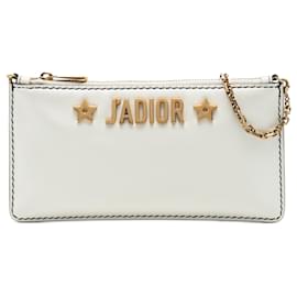Pochette J'Adior Croisiere con catena in pelle di vitello bianca Dior