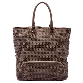 Fendi Brown Zucchino Canvas Chef Shopping Tote