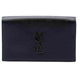 Clutch Kate Monogram Monochrome in pelle grain de poudre nera Saint Laurent