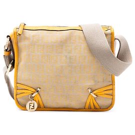 Fendi Beige Zucchino Canvas F Charm Crossbody