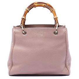 Borsa Gucci Pink Small Calfskin Bamboo Shopper
