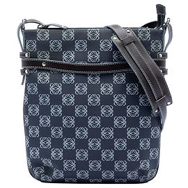 LOEWE Bolso bandolera de lona revestida Blue Anagram