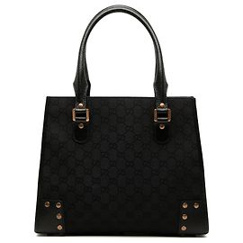 Gucci Nailhead Tote aus schwarzem GG Canvas