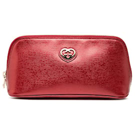 Pochette cosmetica Lovely in pelle di vitello metallizzata rossa Gucci