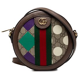 Gucci Beige GG Supreme Web Ophidia Stampa Grafica Borsa a Tracolla Rotonda