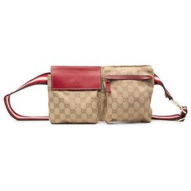 Borsa a tracolla Gucci Beige GG Canvas Web Double Pocket